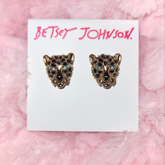 Betsey Johnson gorgeous leopard face stud earrings. - Picture 2 of 6